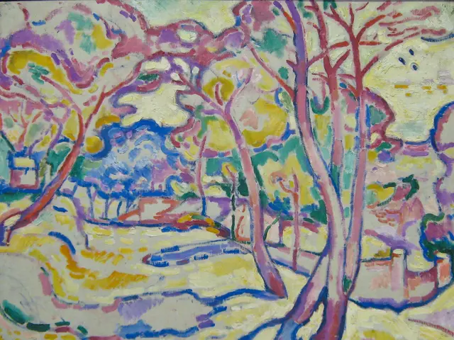 In the picture we can see painting of some trees.