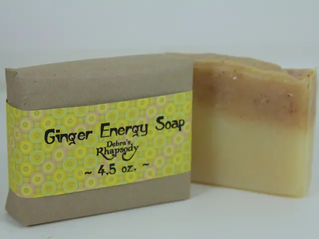 In this image there is a soap which is covered with the brown colour cover and there is a soap...